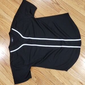 Hat and Beyond Baseball Jersey M Black White Piping Polyester Nwot